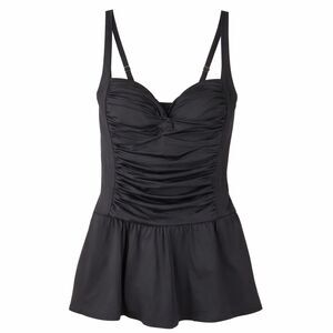 Rose Marie Reid Black Ruched Swim Dress One Piece Swimsuit Pinup Skort Size M